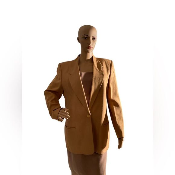 Talbots Women’s Size 12 Vintage Beige Button Up Long Sleeve One Button Blazers - Picture 1 of 16